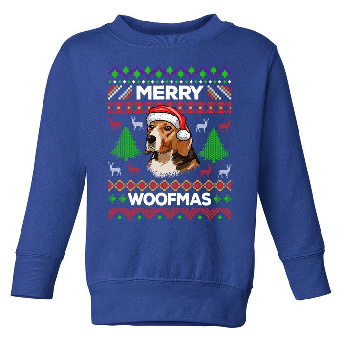 Merry Woofmas Ugly Sweater Christmas Beagle Lover Gift Toddler Sweatshirt