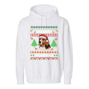 Merry Woofmas Ugly Sweater Christmas Beagle Lover Gift Garment-Dyed Fleece Hoodie