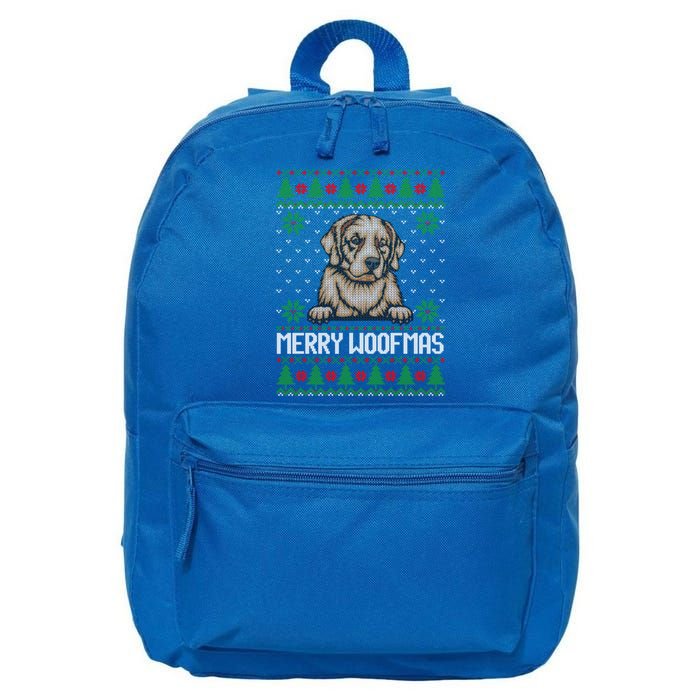 Merry Woofmas Ugly Christmas Sweater Gift 16 in Basic Backpack