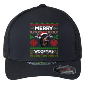 Merry Woofmas Ugly Sweater Christmas Rottweiler Lover Gift Flexfit Unipanel Trucker Cap