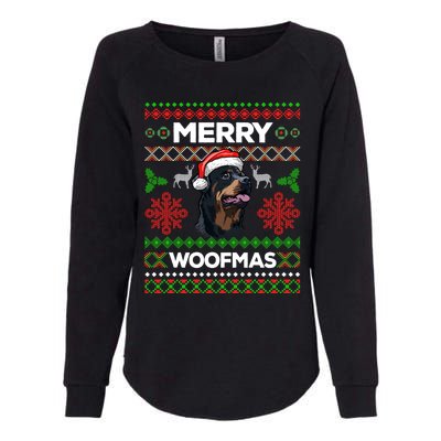 Merry Woofmas Ugly Sweater Christmas Rottweiler Lover Gift Womens California Wash Sweatshirt