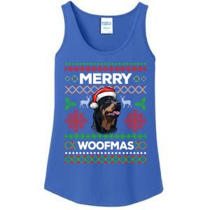 Merry Woofmas Ugly Sweater Christmas Rottweiler Lover Gift Ladies Essential Tank