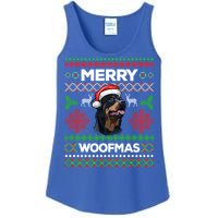 Merry Woofmas Ugly Sweater Christmas Rottweiler Lover Gift Ladies Essential Tank