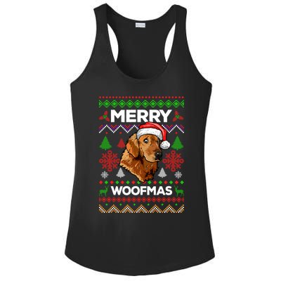 Merry Woofmas Ugly Sweater Christmas Golden Retriever Lover Gift Ladies PosiCharge Competitor Racerback Tank