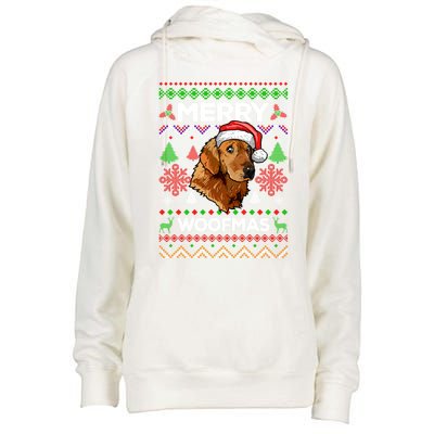 Merry Woofmas Ugly Sweater Christmas Golden Retriever Lover Gift Womens Funnel Neck Pullover Hood