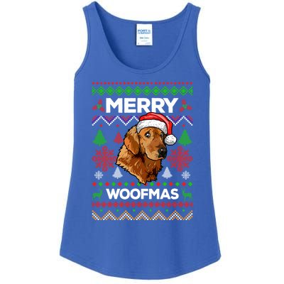 Merry Woofmas Ugly Sweater Christmas Golden Retriever Lover Gift Ladies Essential Tank