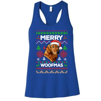 Merry Woofmas Ugly Sweater Christmas Golden Retriever Lover Gift Women's Racerback Tank