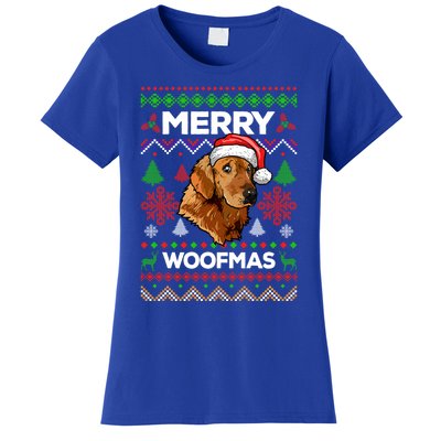 Merry Woofmas Ugly Sweater Christmas Golden Retriever Lover Gift Women's T-Shirt