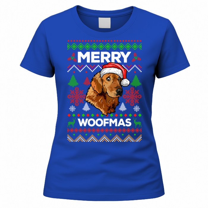 Merry Woofmas Ugly Sweater Christmas Golden Retriever Lover Gift Women's T-Shirt