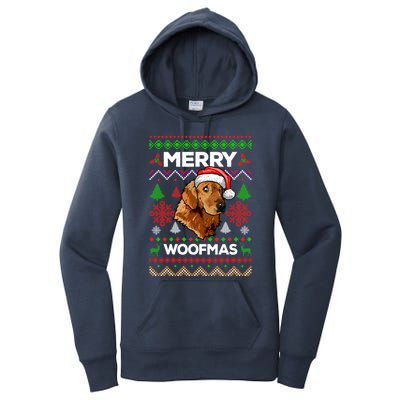 Merry Woofmas Ugly Sweater Christmas Golden Retriever Lover Gift Women's Pullover Hoodie