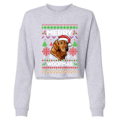 Merry Woofmas Ugly Sweater Christmas Golden Retriever Lover Gift Cropped Pullover Crew