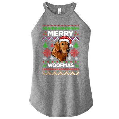 Merry Woofmas Ugly Sweater Christmas Golden Retriever Lover Gift Women's Perfect Tri Rocker Tank