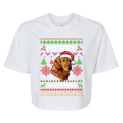 Merry Woofmas Ugly Sweater Christmas Golden Retriever Lover Gift Bella+Canvas Jersey Crop Tee