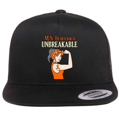 Ms Warrior Unbreakable Multiple Sclerosis Awareness Graphic Great Gift Flatbill Hat