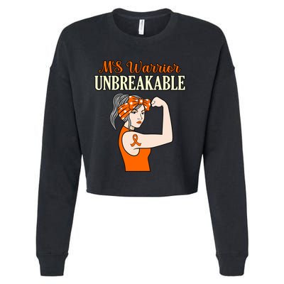 Ms Warrior Unbreakable Multiple Sclerosis Awareness Graphic Great Gift Cropped Pullover Crew