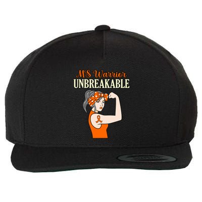 Ms Warrior Unbreakable Multiple Sclerosis Awareness Graphic Great Gift Wool Snapback Cap