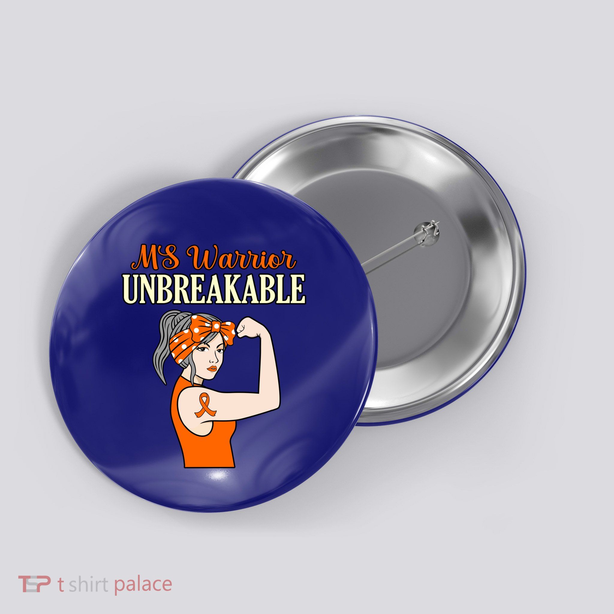 Ms Warrior Unbreakable Multiple Sclerosis Awareness Graphic Great Gift Button