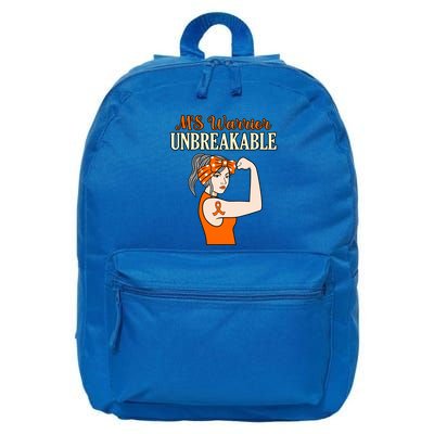 Ms Warrior Unbreakable Multiple Sclerosis Awareness Graphic Great Gift 16 in Basic Backpack