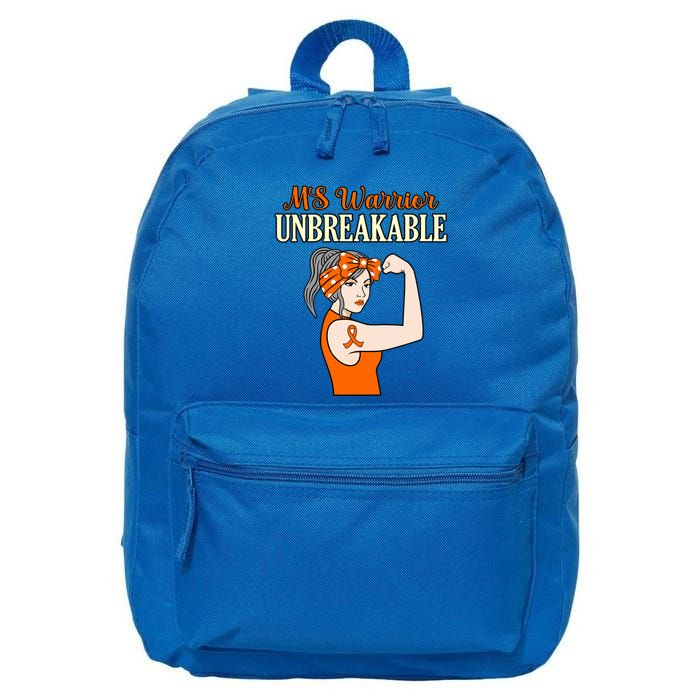 Ms Warrior Unbreakable Multiple Sclerosis Awareness Graphic Great Gift 16 in Basic Backpack