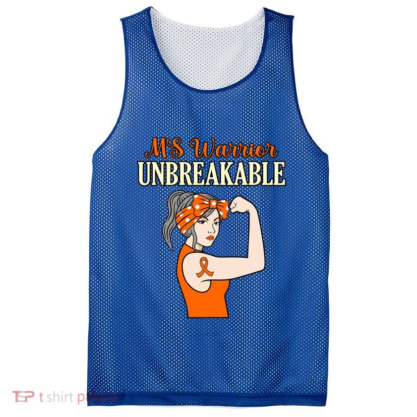 Ms Warrior Unbreakable Multiple Sclerosis Awareness Graphic Great Gift Mesh Reversible Basketball Jersey Tank