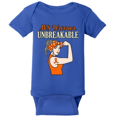 Ms Warrior Unbreakable Multiple Sclerosis Awareness Graphic Great Gift Baby Bodysuit
