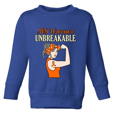 Ms Warrior Unbreakable Multiple Sclerosis Awareness Graphic Great Gift Toddler Sweatshirt