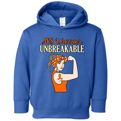 Ms Warrior Unbreakable Multiple Sclerosis Awareness Graphic Great Gift Toddler Hoodie