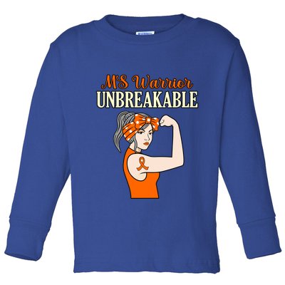 Ms Warrior Unbreakable Multiple Sclerosis Awareness Graphic Great Gift Toddler Long Sleeve Shirt