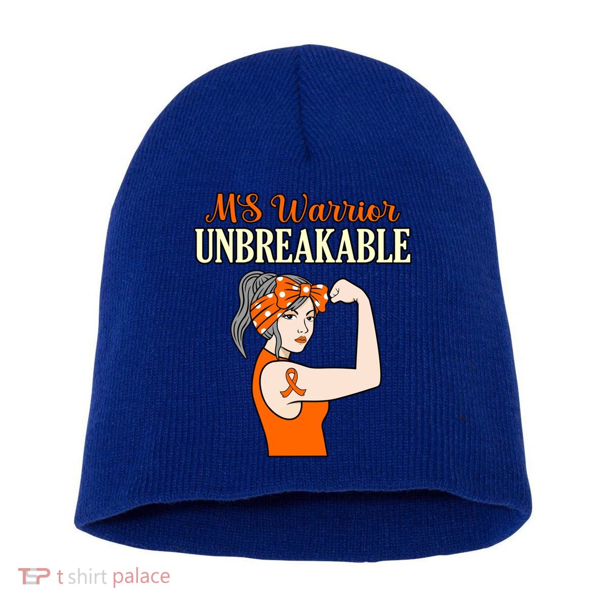 Ms Warrior Unbreakable Multiple Sclerosis Awareness Graphic Great Gift Short Acrylic Beanie