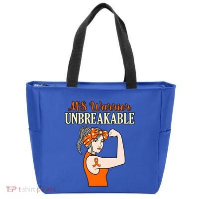 Ms Warrior Unbreakable Multiple Sclerosis Awareness Graphic Great Gift Zip Tote Bag