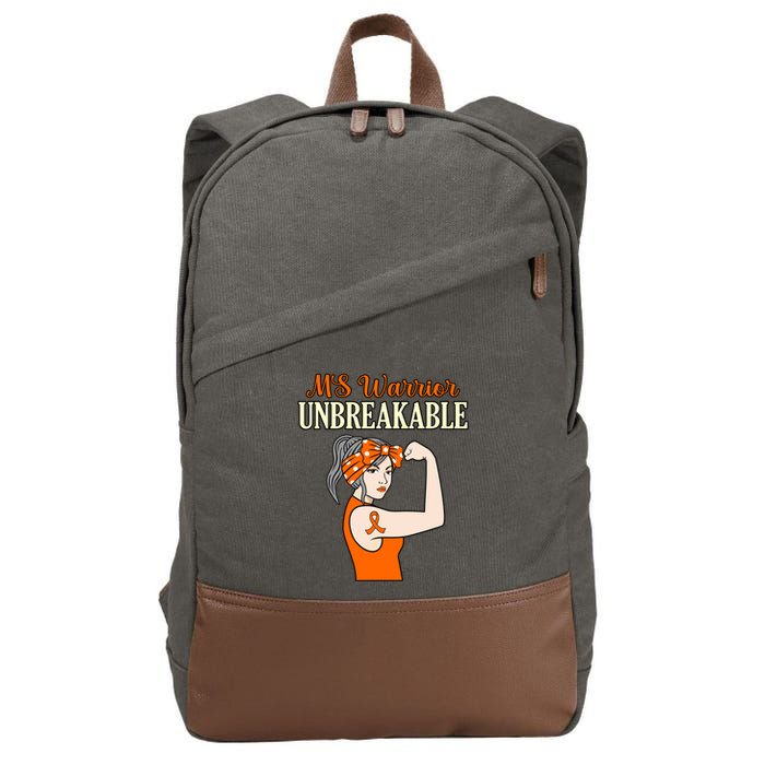 Ms Warrior Unbreakable Multiple Sclerosis Awareness Graphic Great Gift Cotton Canvas Backpack