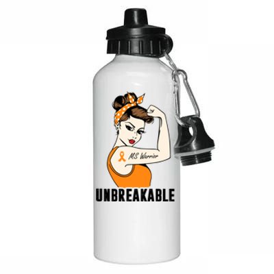 Ms Warrior Unbreakable Gift Multiple Sclerosis Awareness Great Gift Aluminum Water Bottle 