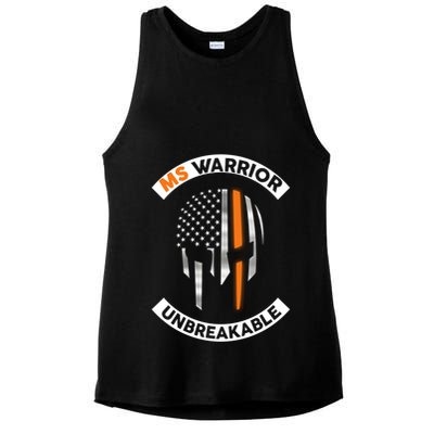 Ms Warrior Unbreakable Skull Multiple Sclerosis Awareness Funny Gift Ladies PosiCharge Tri-Blend Wicking Tank