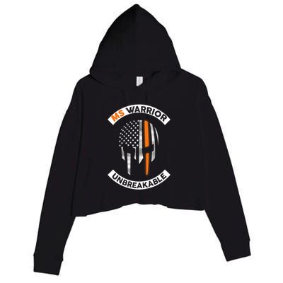 Ms Warrior Unbreakable Skull Multiple Sclerosis Awareness Funny Gift Crop Fleece Hoodie