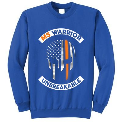 Ms Warrior Unbreakable Skull Multiple Sclerosis Awareness Funny Gift Tall Sweatshirt