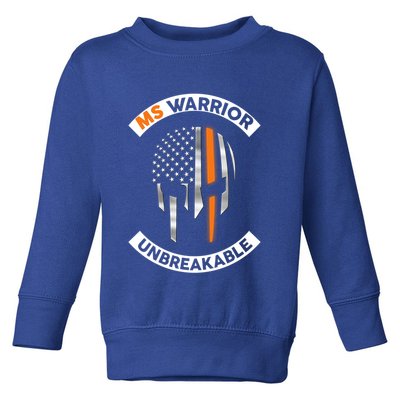 Ms Warrior Unbreakable Skull Multiple Sclerosis Awareness Funny Gift Toddler Sweatshirt