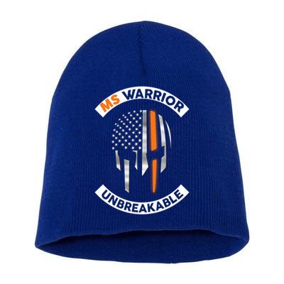 Ms Warrior Unbreakable Skull Multiple Sclerosis Awareness Funny Gift Short Acrylic Beanie