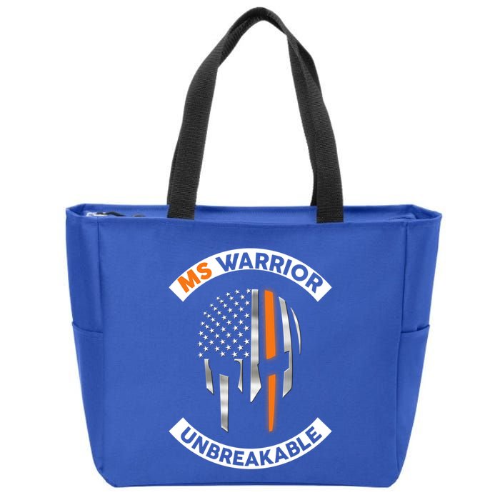 Ms Warrior Unbreakable Skull Multiple Sclerosis Awareness Funny Gift Zip Tote Bag