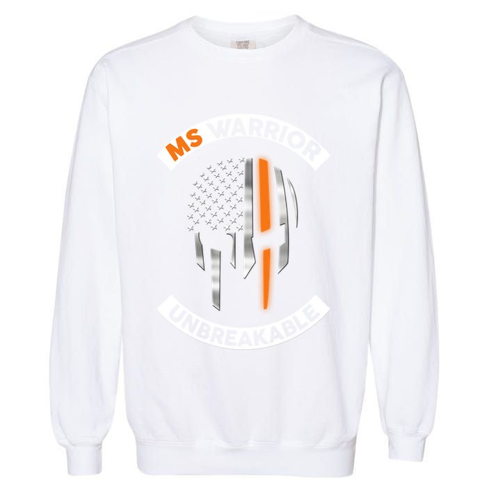 Ms Warrior Unbreakable Skull Multiple Sclerosis Awareness Funny Gift Garment-Dyed Sweatshirt