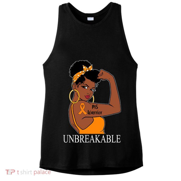 Ms Warrior Unbreakable Multiple Sclerosis Awareness Black Women Ladies PosiCharge Tri-Blend Wicking Tank