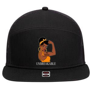 Ms Warrior Unbreakable Multiple Sclerosis Awareness Black Women 7 Panel Mesh Trucker Snapback Hat