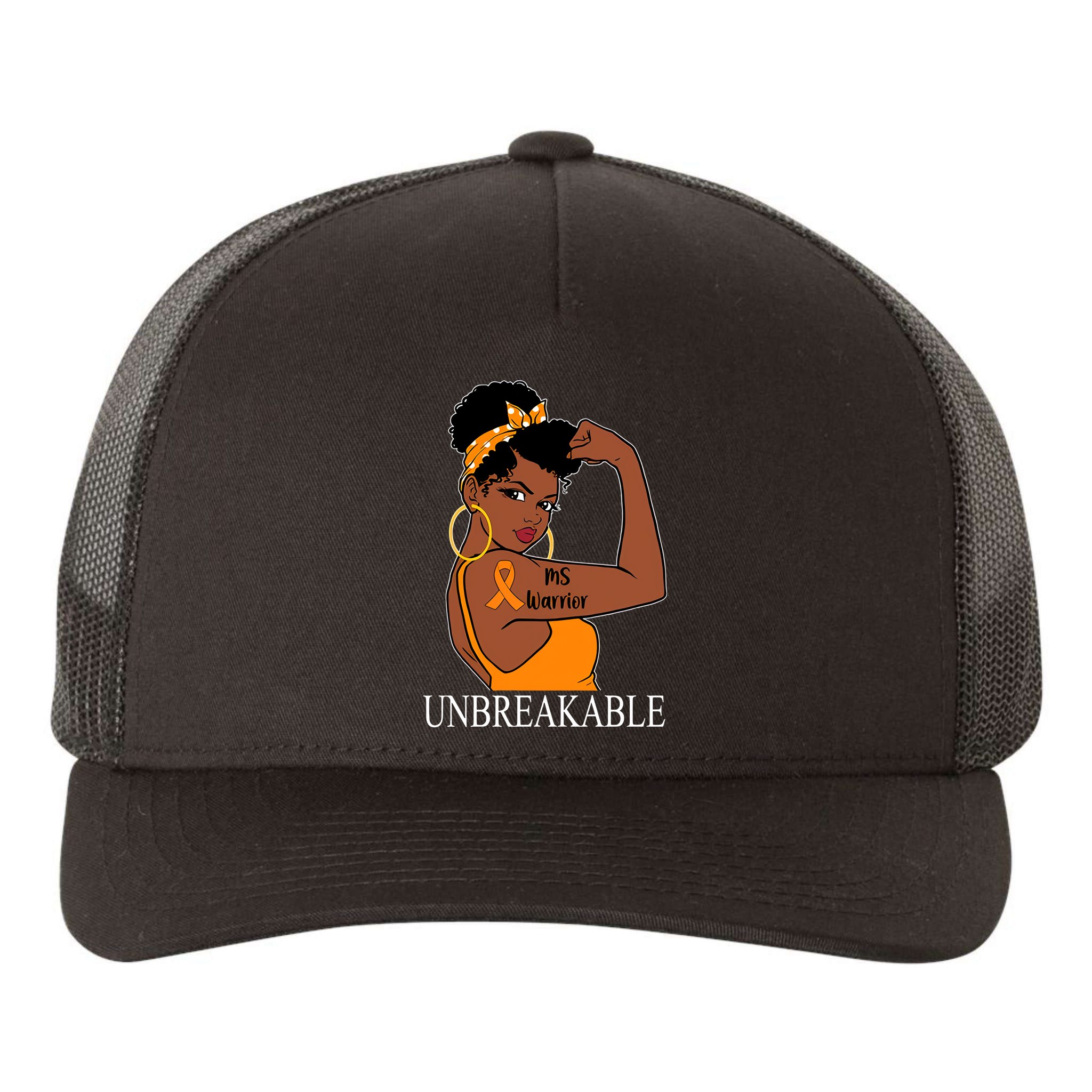 Ms Warrior Unbreakable Multiple Sclerosis Awareness Black Women Yupoong Adult 5-Panel Trucker Hat