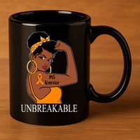 Ms Warrior Unbreakable Multiple Sclerosis Awareness Black Women 11oz C Handle Ceramic Mug