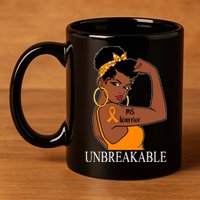 Ms Warrior Unbreakable Multiple Sclerosis Awareness Black Women 11oz C Handle Ceramic Mug
