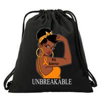 Ms Warrior Unbreakable Multiple Sclerosis Awareness Black Women Drawstring Bag