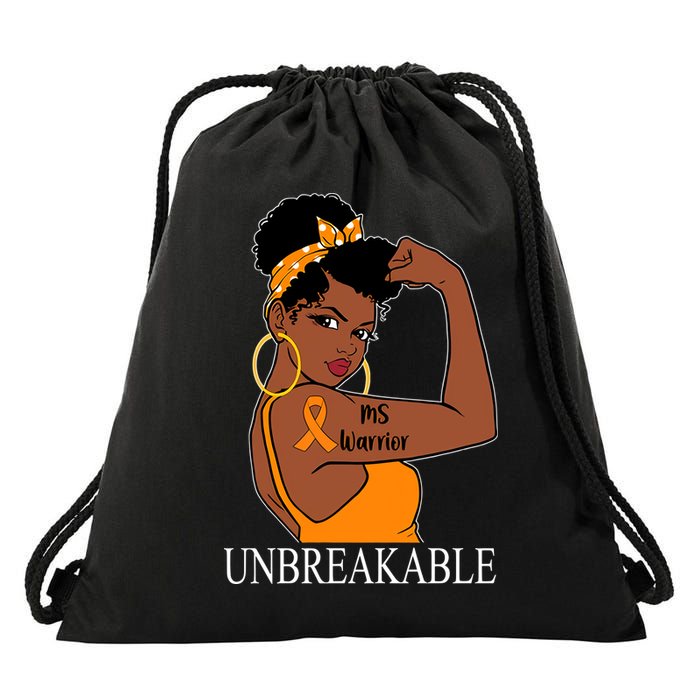 Ms Warrior Unbreakable Multiple Sclerosis Awareness Black Women Drawstring Bag