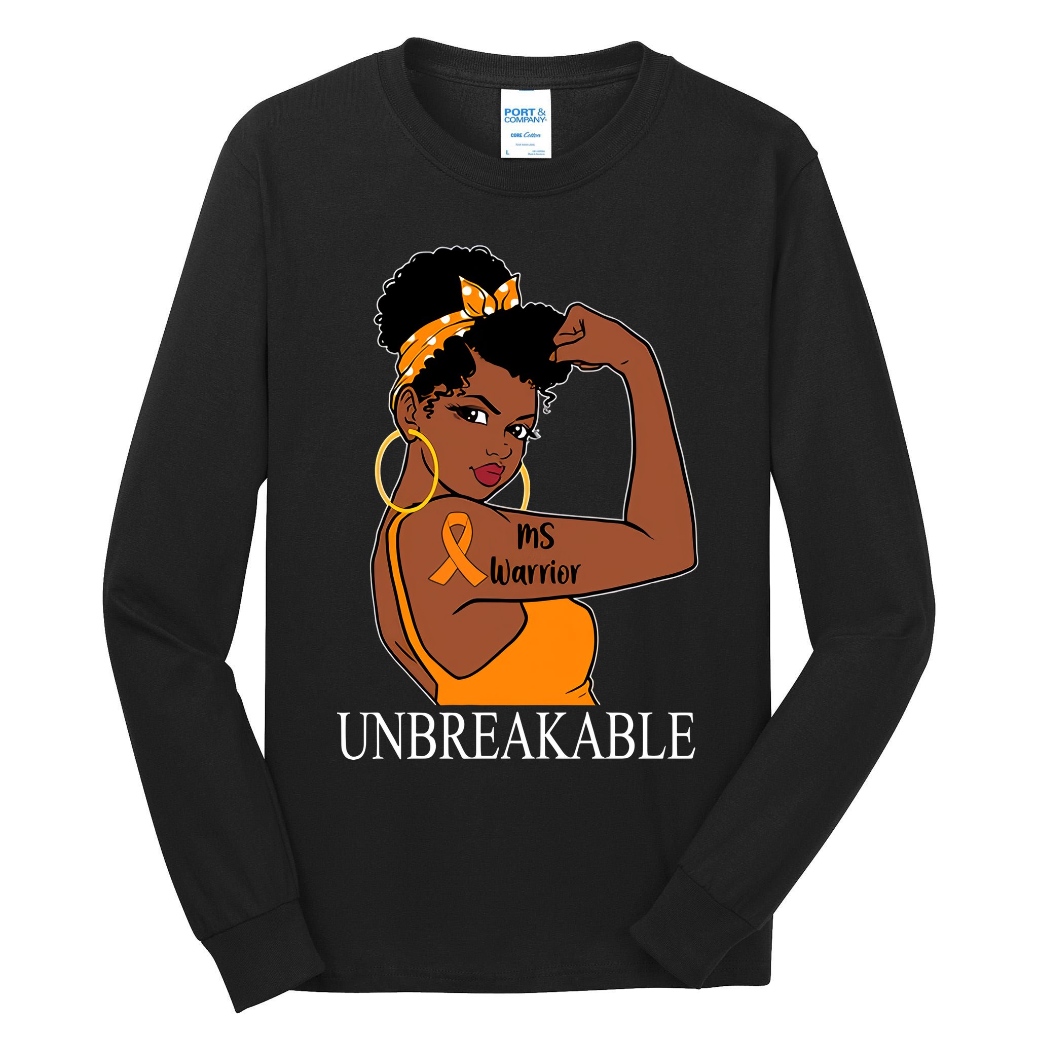 Ms Warrior Unbreakable Multiple Sclerosis Awareness Black Women Tall Long Sleeve T-Shirt