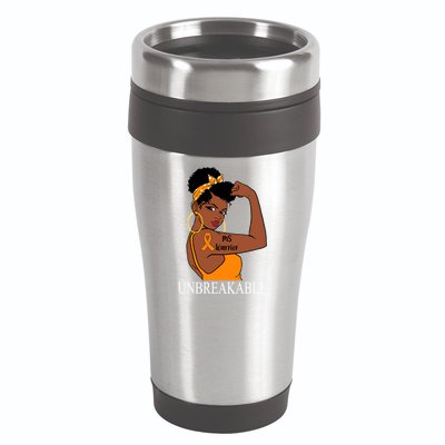 Ms Warrior Unbreakable Multiple Sclerosis Awareness Black Women 16oz Travel Tumbler