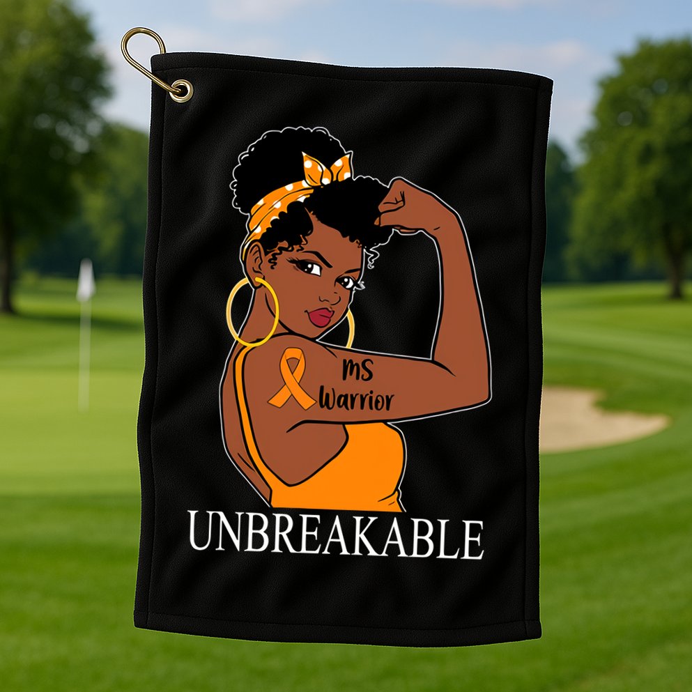 Ms Warrior Unbreakable Multiple Sclerosis Awareness Black Women Golf Towel