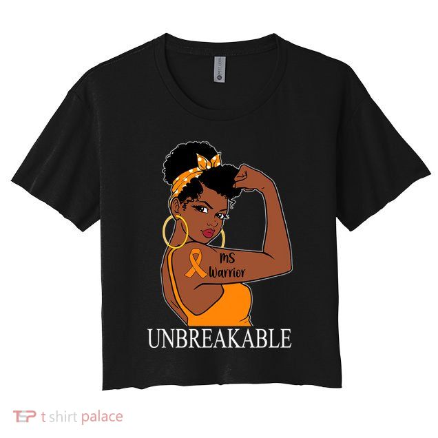 Ms Warrior Unbreakable Multiple Sclerosis Awareness Black Women Crop Top